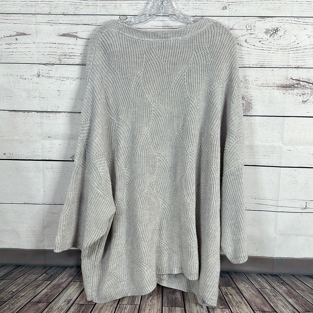 J Jill Womens Sweater Plus Size 4X Blue Gray 3/4 Sleeve knit pop over round neck - Picture 5 of 11